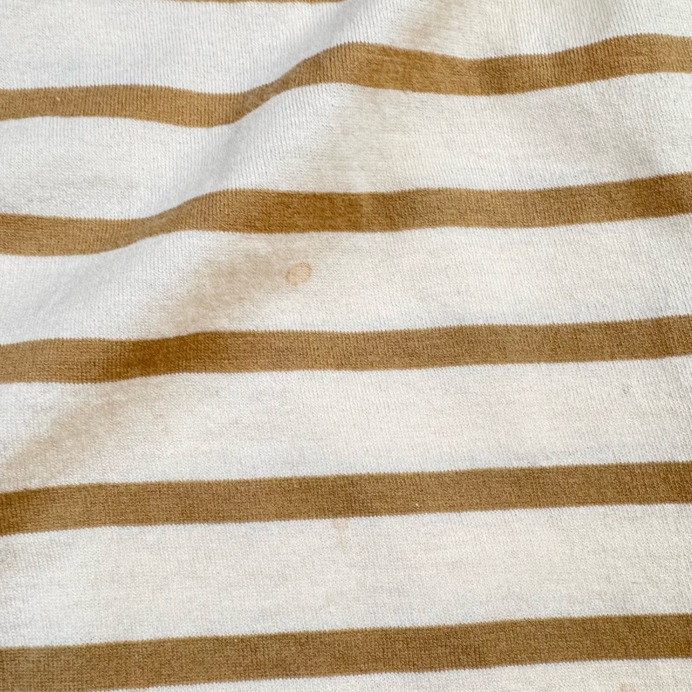 BALENCIAGA Stripe T-Shirt Women’s Size XL Brown Cotton Stretch Crewneck Casual - Picture 6 of 12